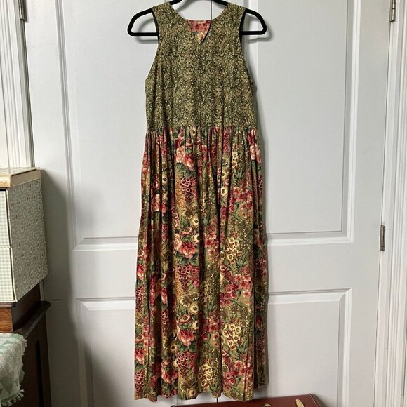 Vintage Peggy Race Maxi Dress Womens S Handmade Boho Sleeveless Floral Paisley - Picture 3 of 13